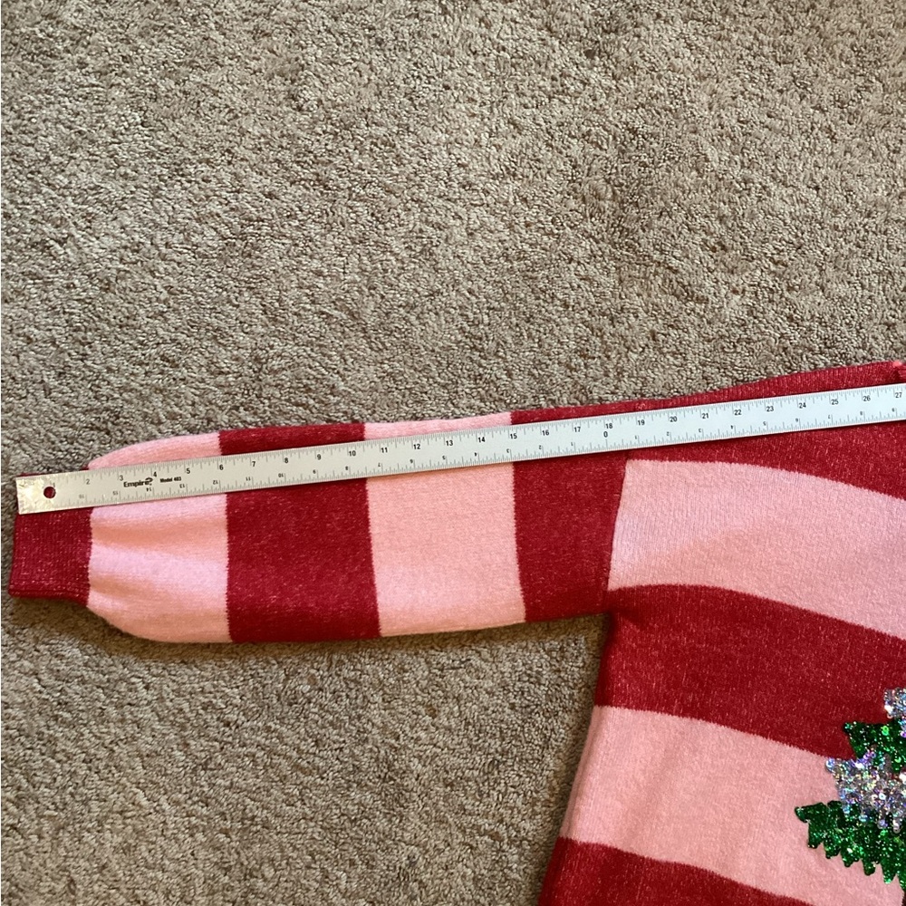 Primark Cares Women’s Sequined Christmas Tree Sweater, pink and red stri… - Picture 9 of 11